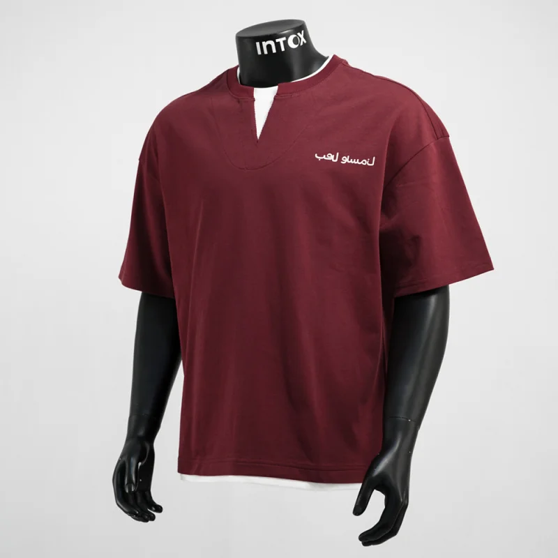 

Fake two V-neck design short sleeved T-shirts for men's summer 2025 new versatile casual loose fashion trend top