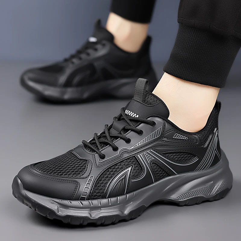

2025 Новые высококачественные кроссовки на платформе для мужчин, лето-осень, новые дизайнерские сетчатые туфли, мужская модная повседневная кружевная спортивная обувь для мужчин