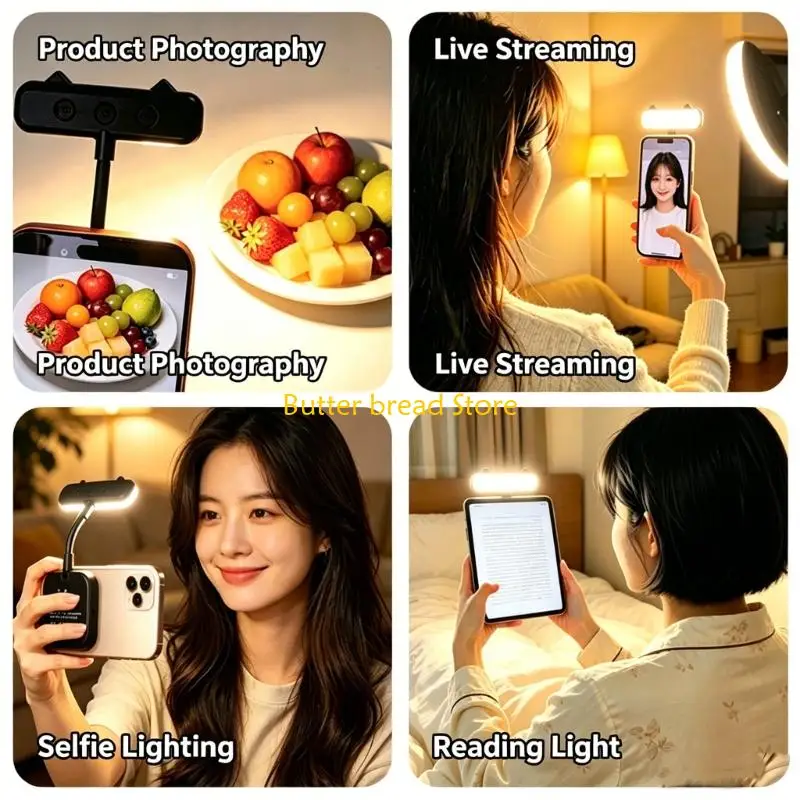 W89C Connectable Phone Light For Video Calls And Night Reading With 5 Stage Brightness And Color Temperature
