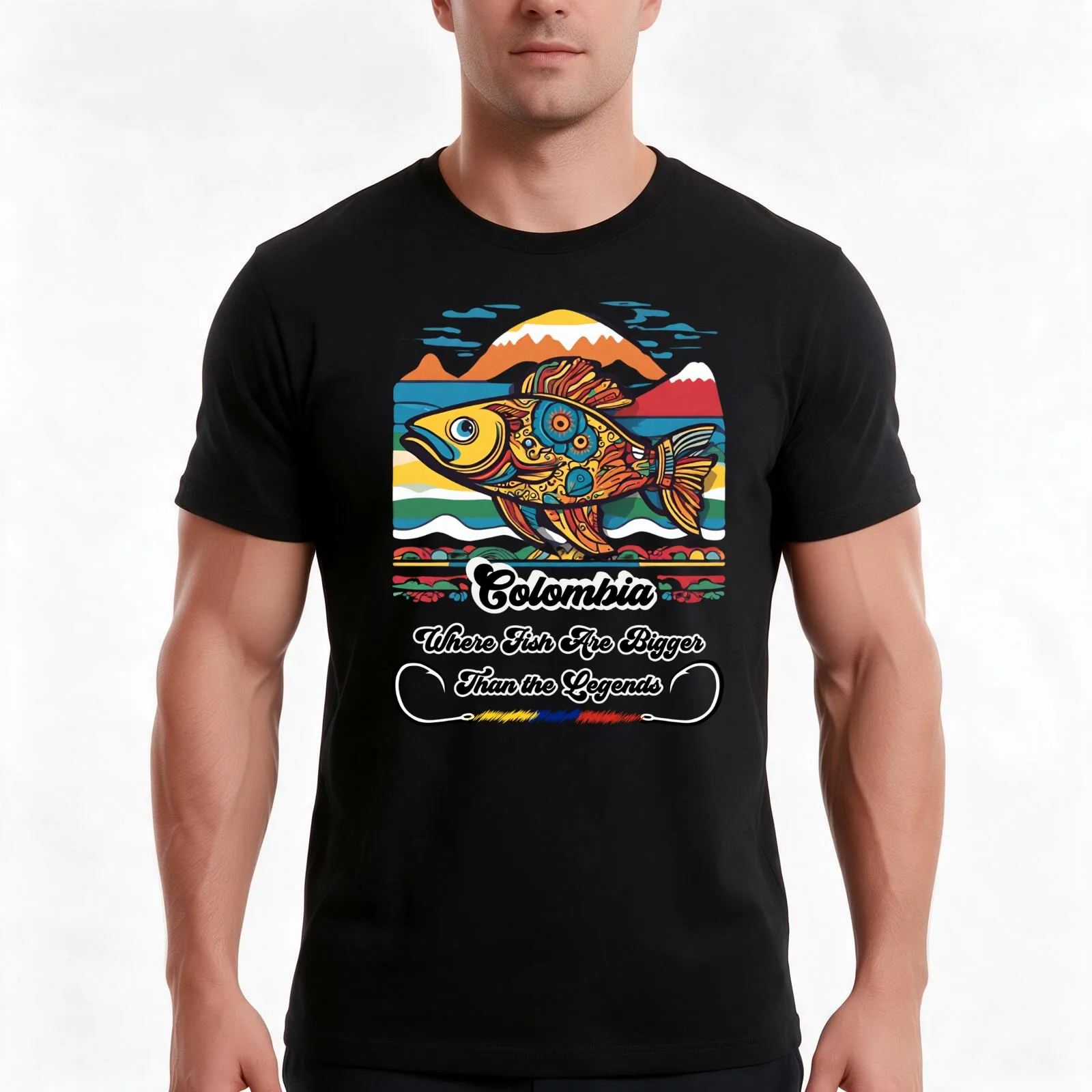 Colombia Where Fish Are Bigger Than the Legends T-Shirt Summer Casual Cotton Tee Oversized Streetwear Tops Unisex Men Women