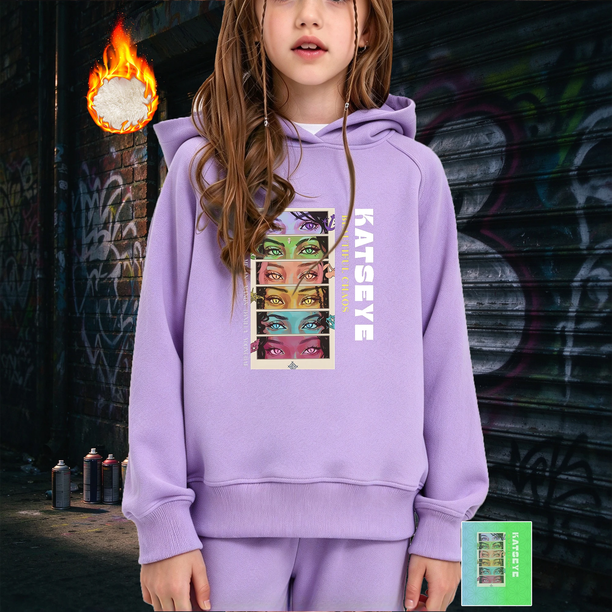 Girls Loose Hoodie Katseye Korean Style Gothic Y2k Gnarly Fans Merch Hooded Sweatshirt For 3-14Y Kids Daily Cute Warm