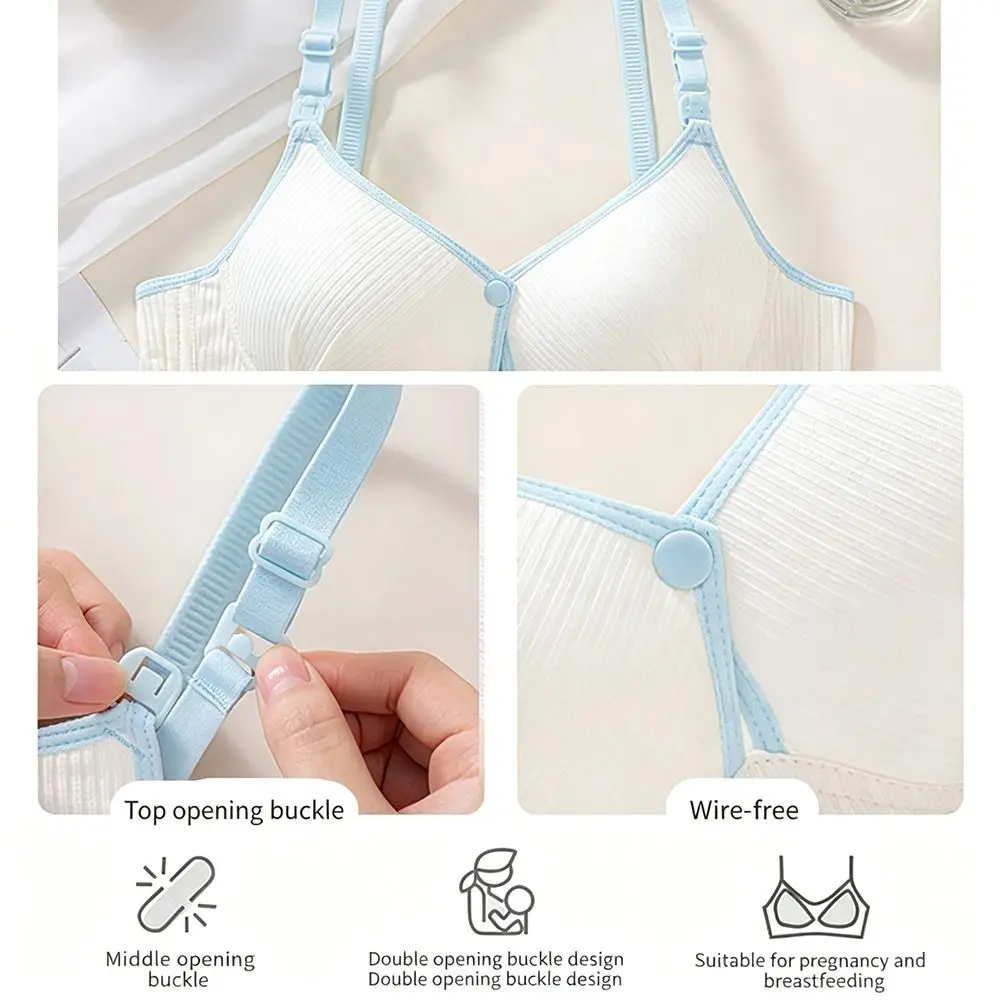 Double Buckle Nursing Bra Push-up Breathable Pregnancy Bralette Pure Cotton Anti-sagging Nursing Bralette for Breastfeeding