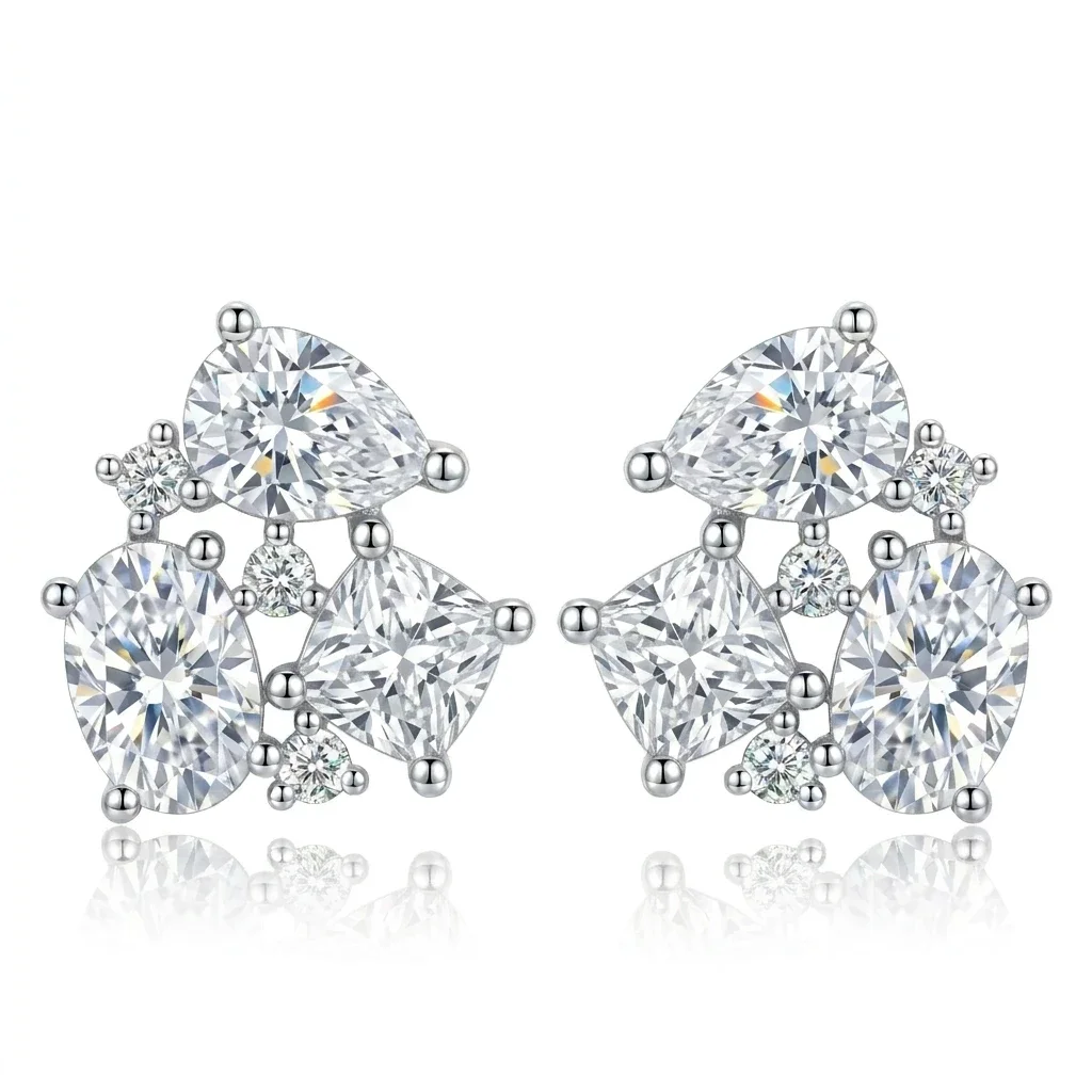 Luxury Fashion Women's Earrings with 6.5CT All Moissanite Set in 925 Silver, Gifts for Halloween, Mother's Day and Valentine's D
