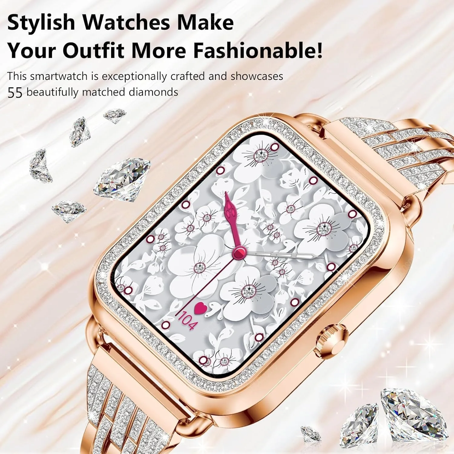 2024 New Fashion Smart Watch Ladies Bluetooth Call Health Monitor Fitness Tracker Luxury For Women Diamond For HUAWEI