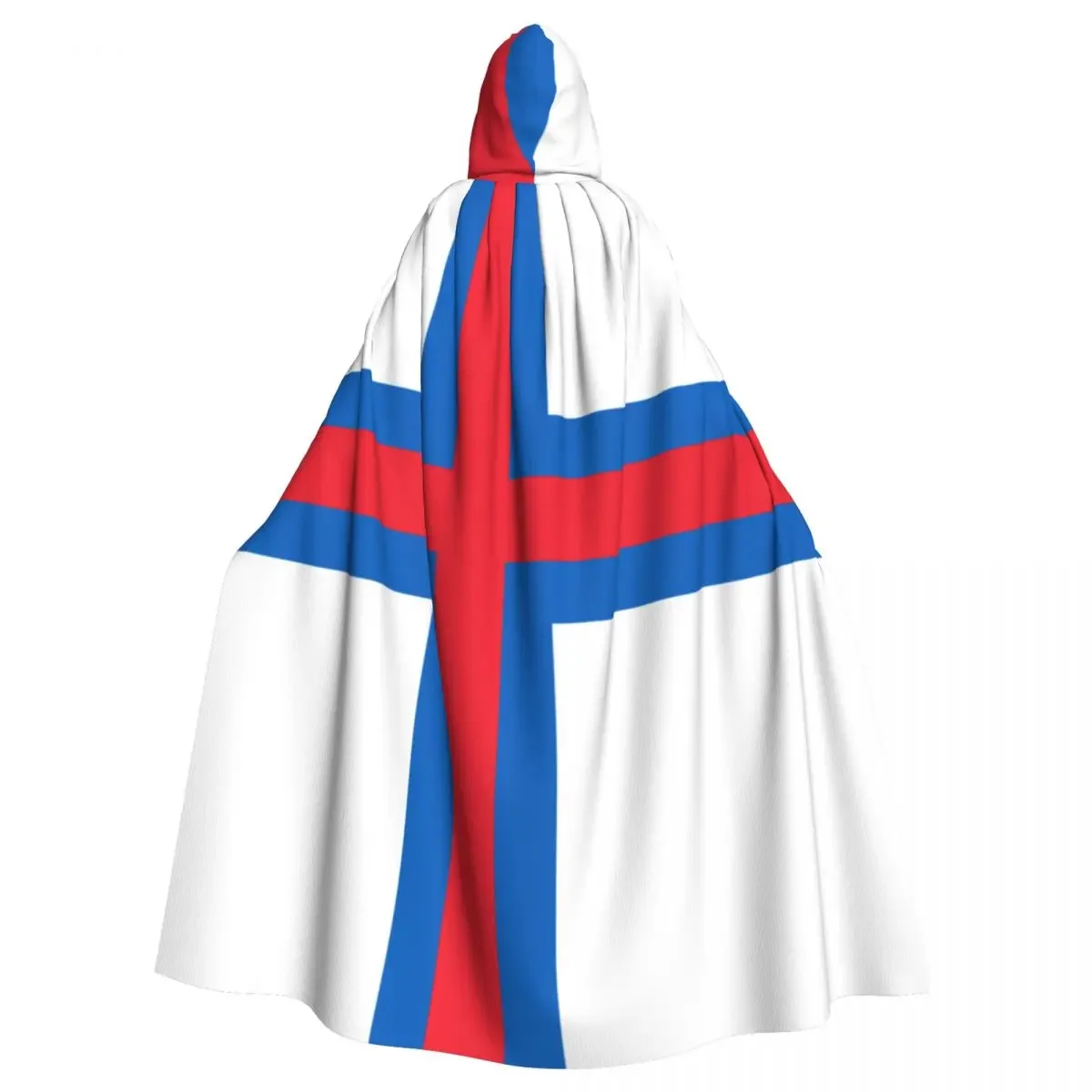 Faroe Islands Flag Hooded Cloak Polyester Unisex Witch Cape Costume Accessory