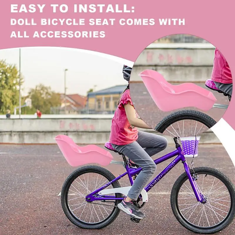1pcs Kids Bike Seat Post Doll Seat With Entrainment Pink Baby Doll Cycle Seat Decorate Attachment For Dolls Toys Accessories
