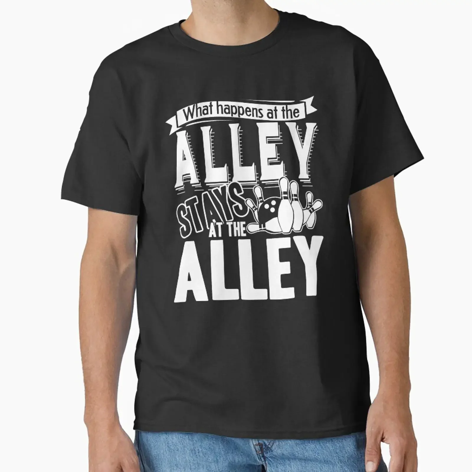 Bowling What Happens At The Alley Stays designed and sold by UnknownArtistt vintage Washed Top For Everyday Wear Breathable