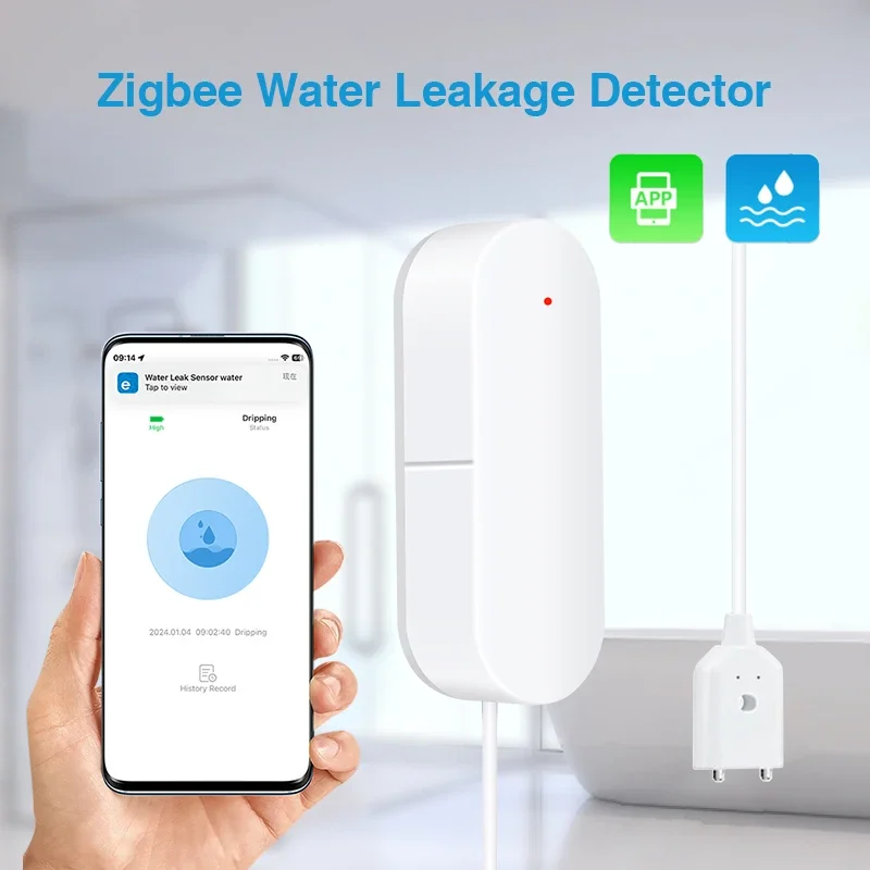 Ewelink Zigbee 3.0 Water Sensor Alarm, Leak Detector & Warning Device, Easy Lnstallation For Home Flood Safety Alert System