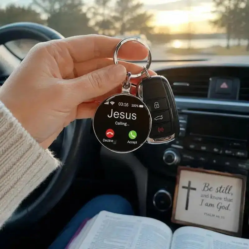 3/5PCS Jesus Calling Keychain, Christian Key Ring Gift, Faith Inspirational Keychain, Religious Gift for Men Women, God Bless You Reminder