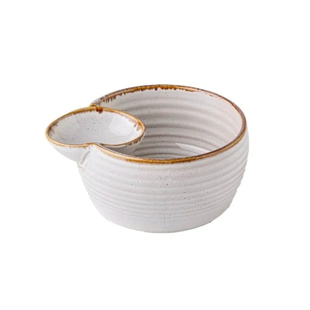 Tableware Japanese Style Single Ear Dipping Bowl Ceramic Creative Divided Snack Bowl Compartment Vintage Salad Bowl Home Dining