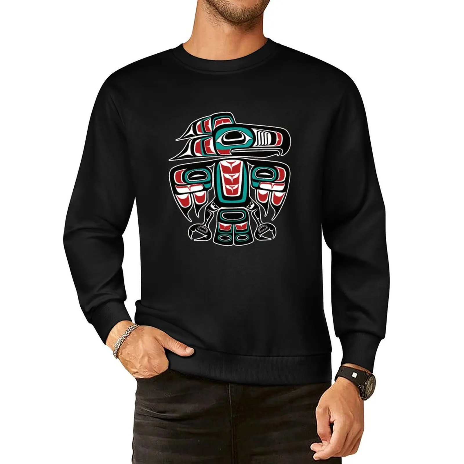 

Haida Tlingit Native Raven Totem Pullover Hoodie autumn graphic t shirts men oversize sweatshirts