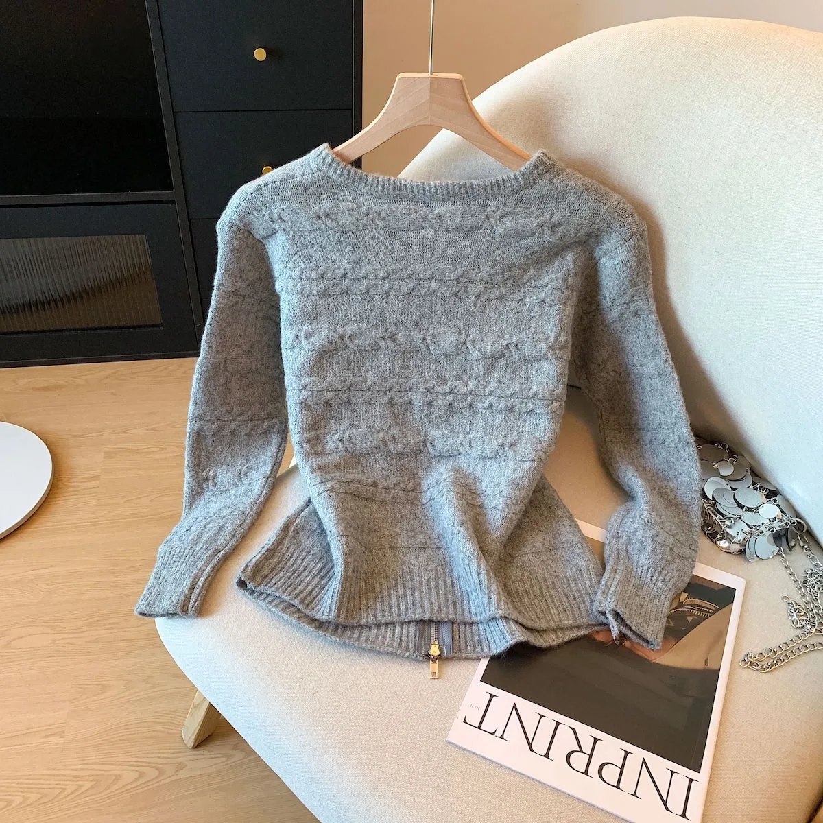 Beiläufige Gestrickte Oberbekleidung frauen Zipper Pullover Herbst Winter Neue Sle Einfache Faion Hohe Qualität Inneren Tragen Oberbekleidung