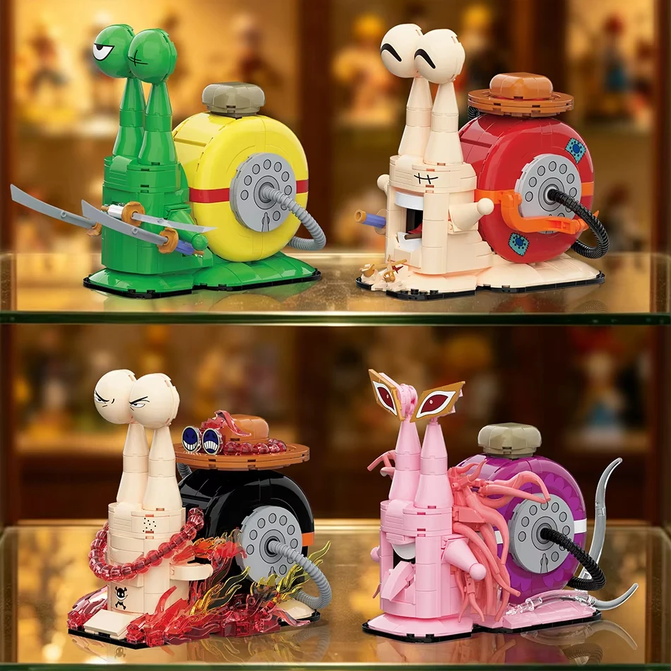 MOC Ocean Pirate Den Den Mushi Building Blocks, DIY Anime Figure Model Assembly Kit, Cute Ornament, Birthday Gift for Anime Fans