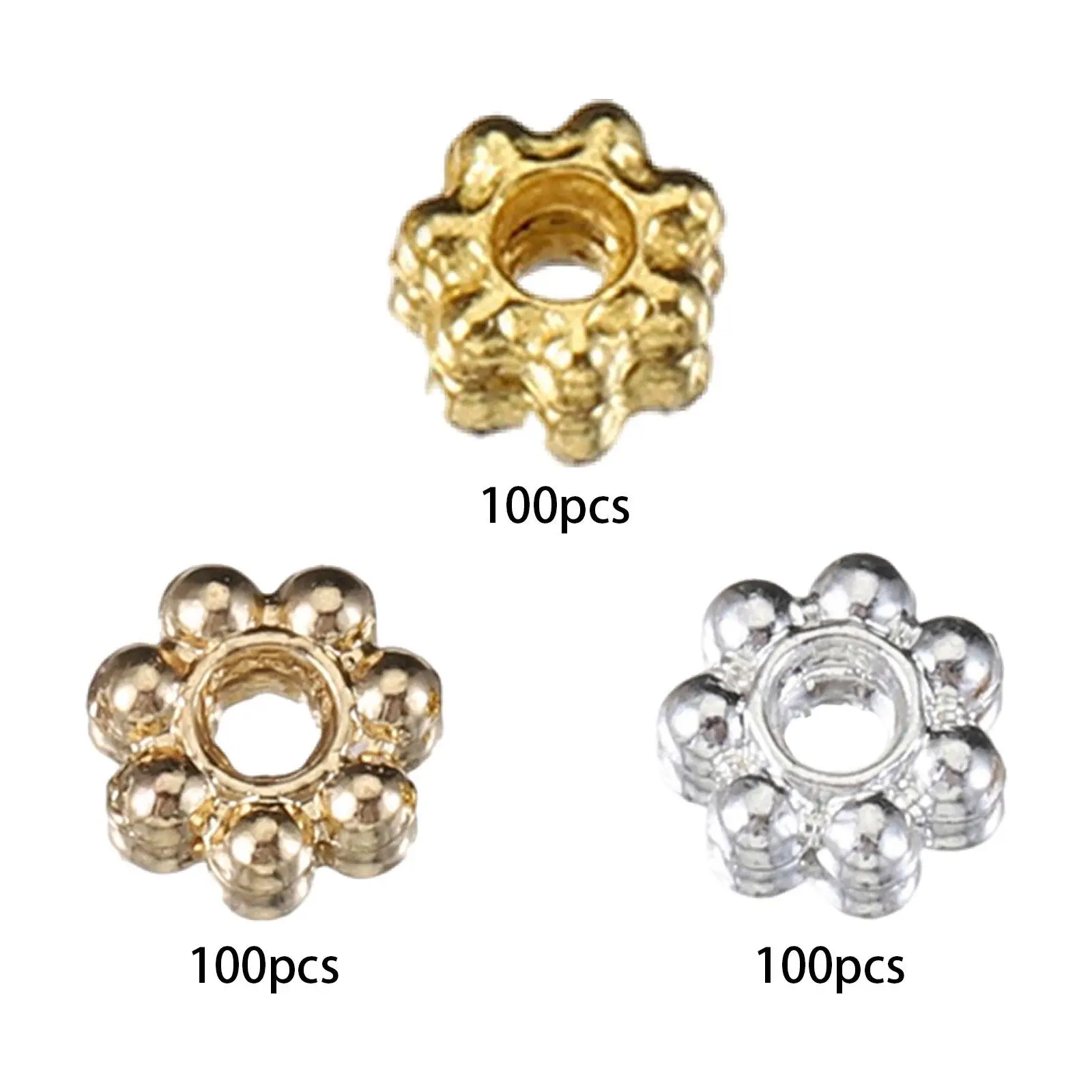 100x Flower Spacer Beads, Hole: 6mm, 2mm, Decor, Beads, Spacers, Daisy, for DIY,