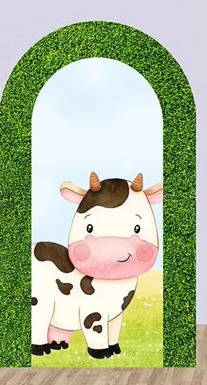 Mehofond Farm Animals Arched Backdrop Cover Wood Barn Kids Birthday Party Baby Shower Arch Background Chiara Cow Pig Decor