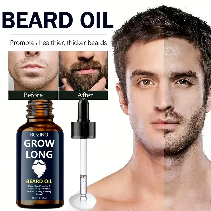 ROZINO - 1.01oz Natural Beard Oil For Men : Infused With Glycerin & Jojoba Oil To Soften, Moisturize, Condition, And Strengthen Beard Hair While Boosting Natural Shine. Easy To Apply-the Perfect Gift For Men And A Must-have Hydrator For Fall & Winter.