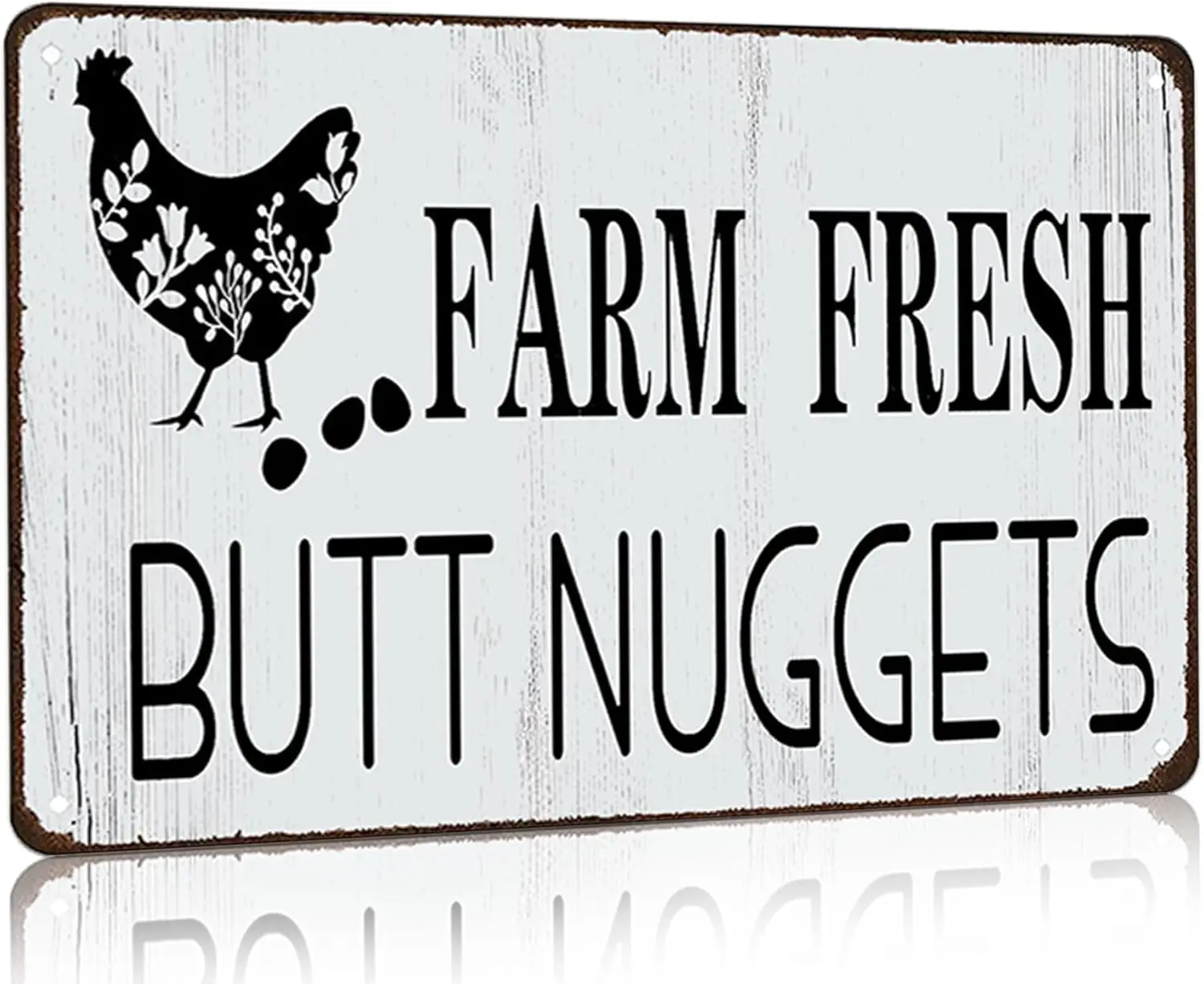 Funny Chicken Gifts Chicken Farm Fresh Butt Nuggets Tin Sign for Home Farm Chicken Coop Farmhouse Kicthen Garden Decor 8 X 12 In