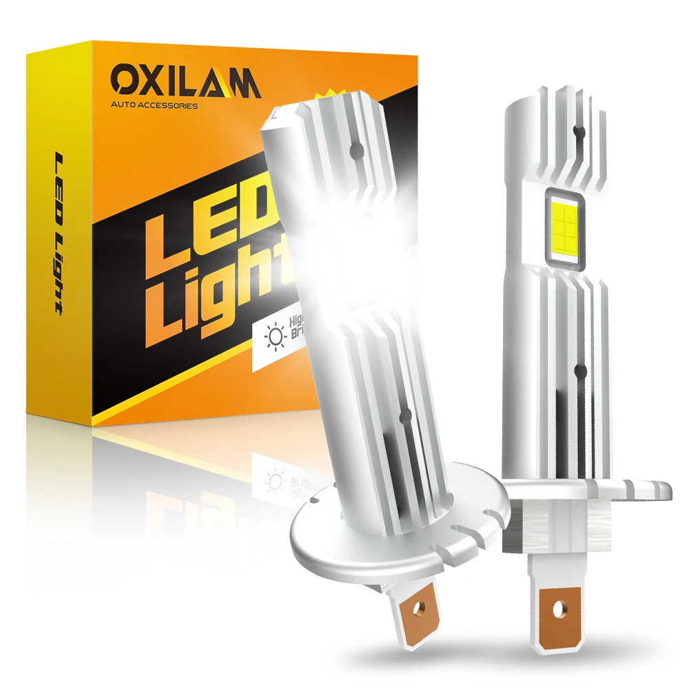 OXILAM 2Pcs Canbus H1 LED Headlight Bulbs LED Fog Light Fanless 1:1 Wireless Mini Size For Golf 7 Bmw E60 E46 E90 F10 Passat B6