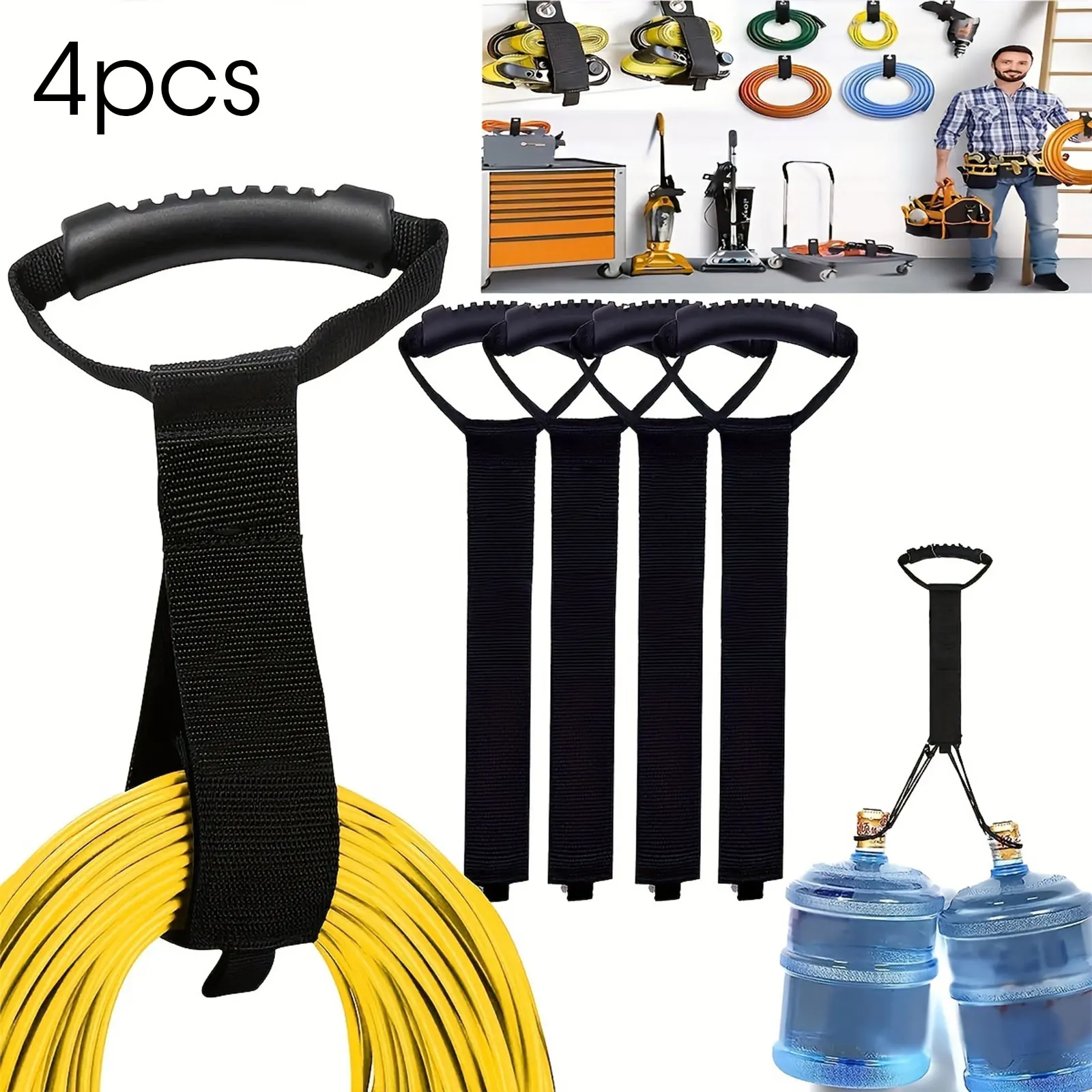 22 inch Black - Storage Straps by Storage -Extension Cord Organizer Vacuum Hose Holder Shop Storage Water Hose Organizer