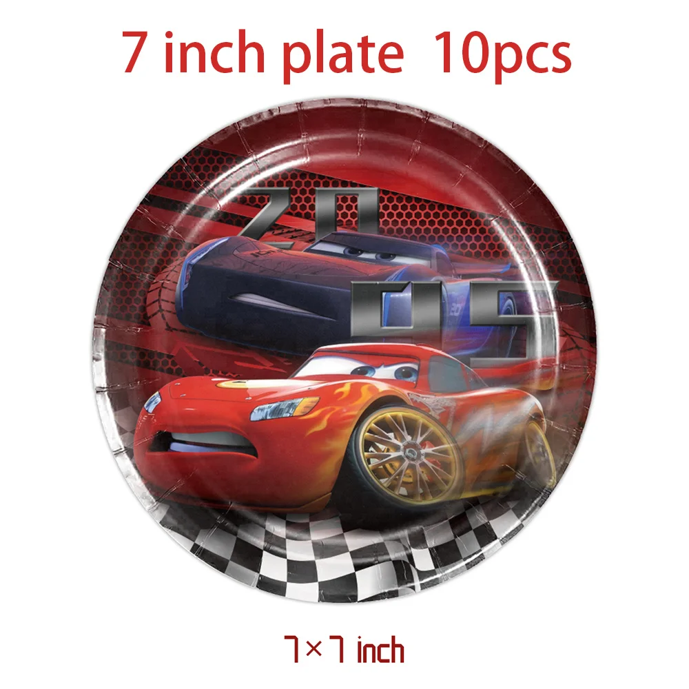 10pcs/lot Lightning McQueen Theme Baby Shower Kids Favor Happy Birthday Party Tableware Disposable Paper Plate Decoration Plates