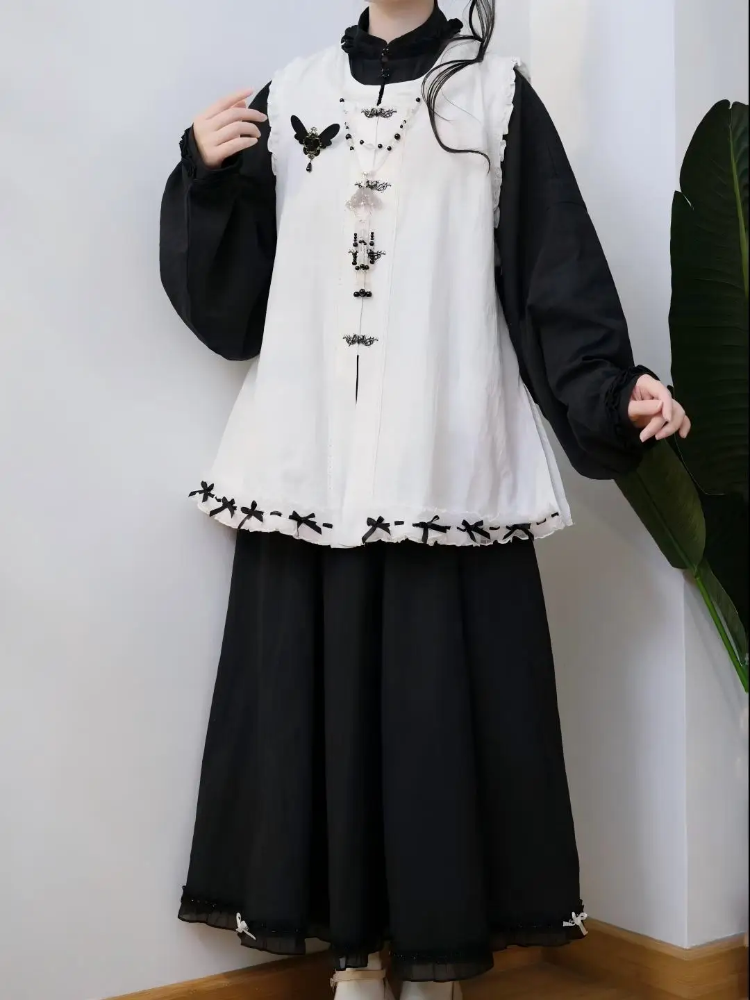 

Original Little Boat Rose Hymn Ming Dynas Pure Cotton Women's Apron Hanfu Undergarment Traditional Chinese Cultural Clothing