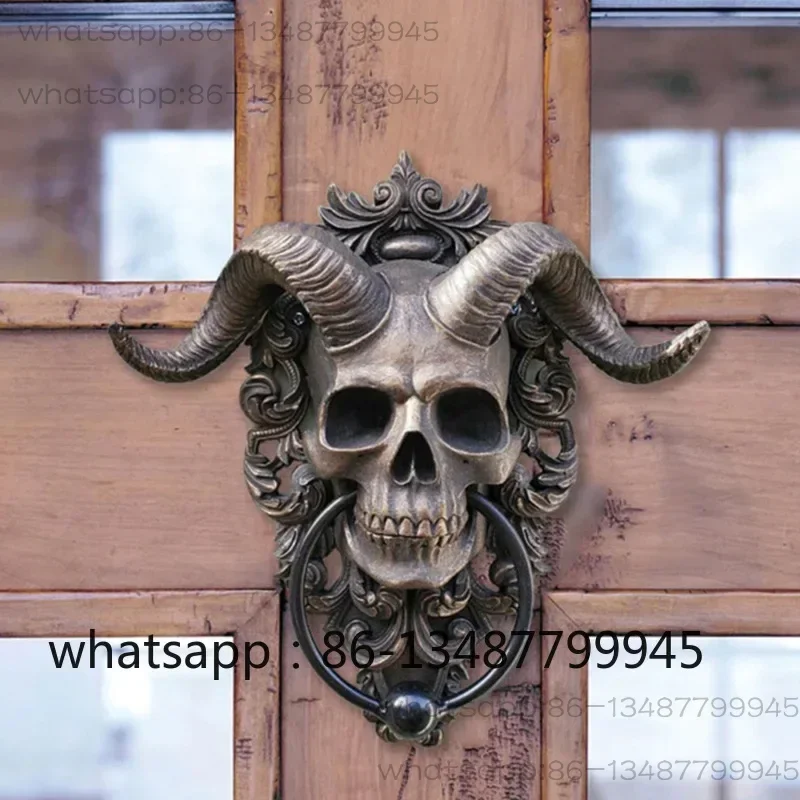

Outdoor ornament door knocker characteristic punk satan skull sheep head wall decoration pendant home resin crafts