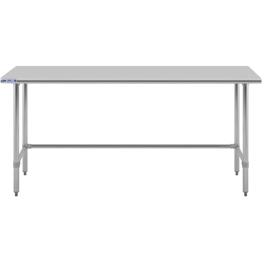 Open Base Stainless Steel Table  Commercial Heavy Duty Prep & Work Table with Galvanized Legs for Restaurant, Home and Hotel