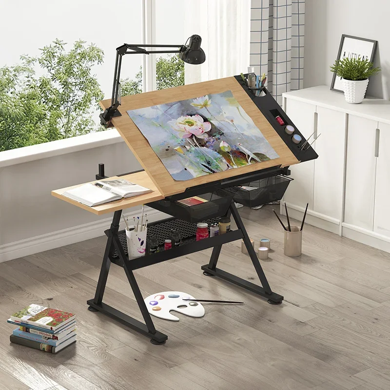 Solid wood liftable adjustable painting table drawing drawing art desk designer computer workbench