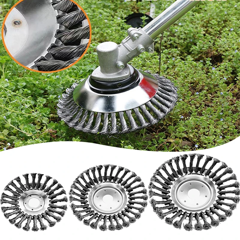 

Upgrade 6/8/10 Inch Weed Brush Cutter Head Lawn Mower Universal Grass Trimmer Head Steel Wire Wheel Brush Garden Trimmer Head