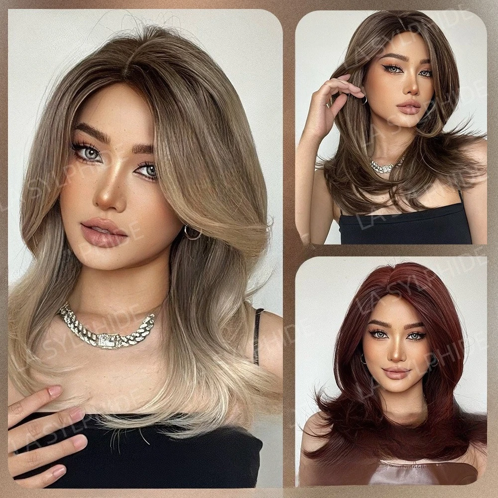 

Парик Европейская и американская мода, средние и длинные парики, платиновая постепенная смена цвета, полный головной убор, химическое волокно, высокая температура