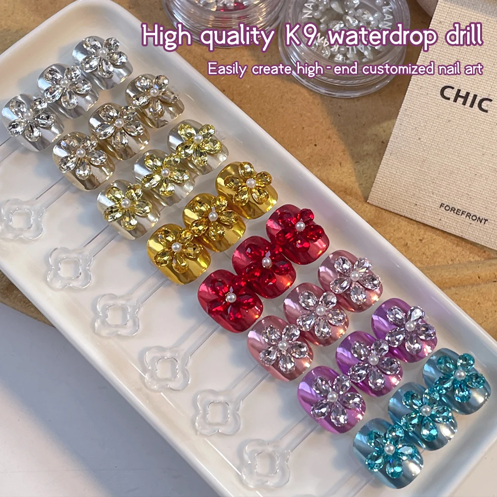 KANIU 3D Charm Bunte Glänzende Strass Tropfenförmige Zirkon-Edelsteine Charms Maniküre-Kunst DIY Schmuck Dekoration Design Zubehör