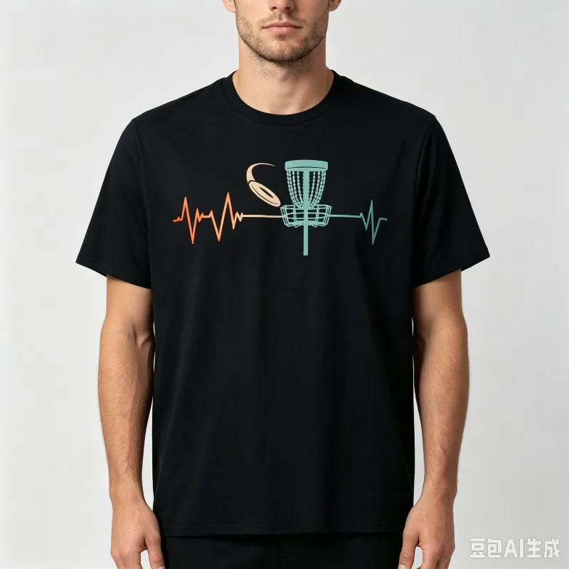 Great Disc Golf Heartbeat Gift Ultimate T-Shirt Custom Printed Graphic T Shirts Customizable Vintage T Shirt Camisas