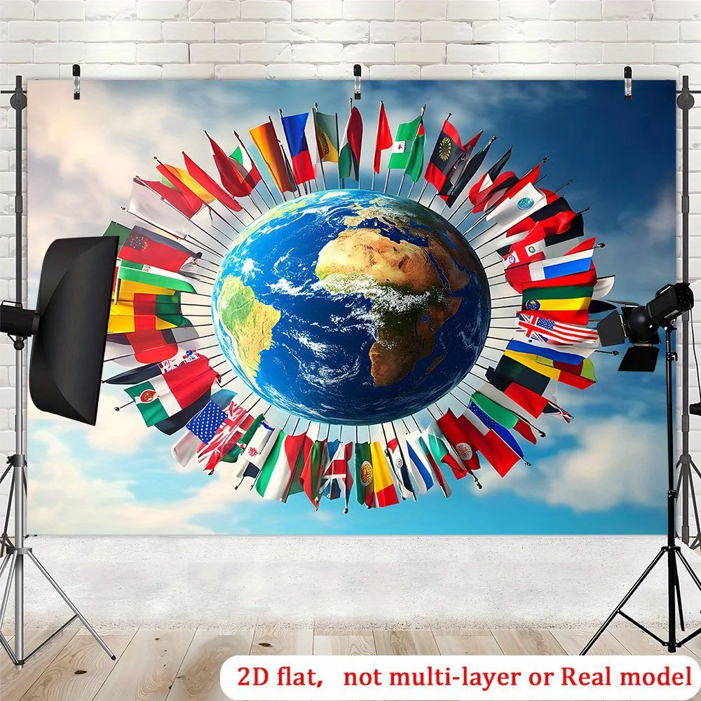 2D Flat 1pc Global Unity Tapestry Earth Flags Wall Hanging International Decor