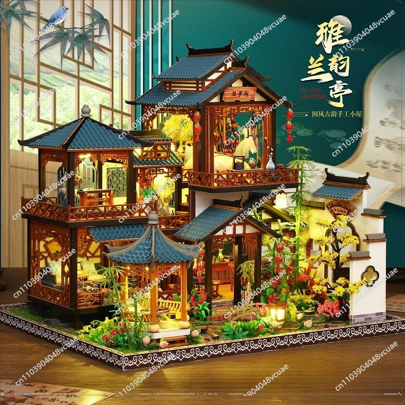 For DIY Cabin Yayun Lanting E-commerce Toys Hand-assembled Architectural Models Creative Birthday Gifts