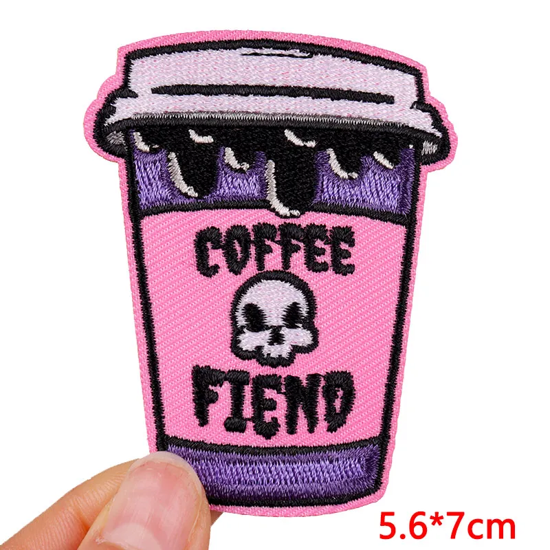 Coffee Cup/Animal Iron On Patches For Clothing Bottle Thermoadhesivepatches On Clothes DIY Embroidery Patch Sewing Stickers