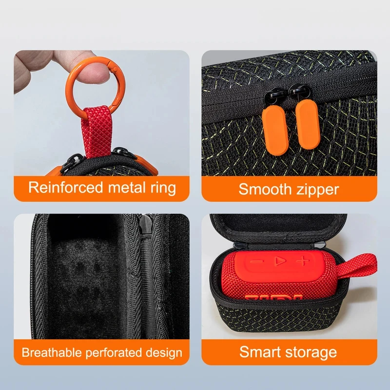 Hard Shell Sound Permeable Mesh Storage Case Suitable for JBL GO 5 Bluetooth Speaker With Metal Carabiner