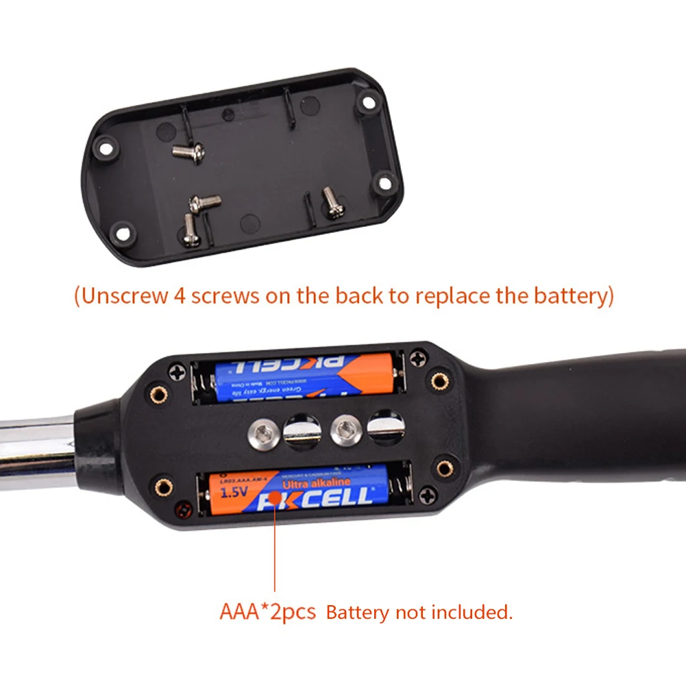 1/4 3/8 1/2 Inch Handheld Portable Digital Torque Wrench Large Screen with Backlight Sound LED Alarm Real-time Peaks Measurement