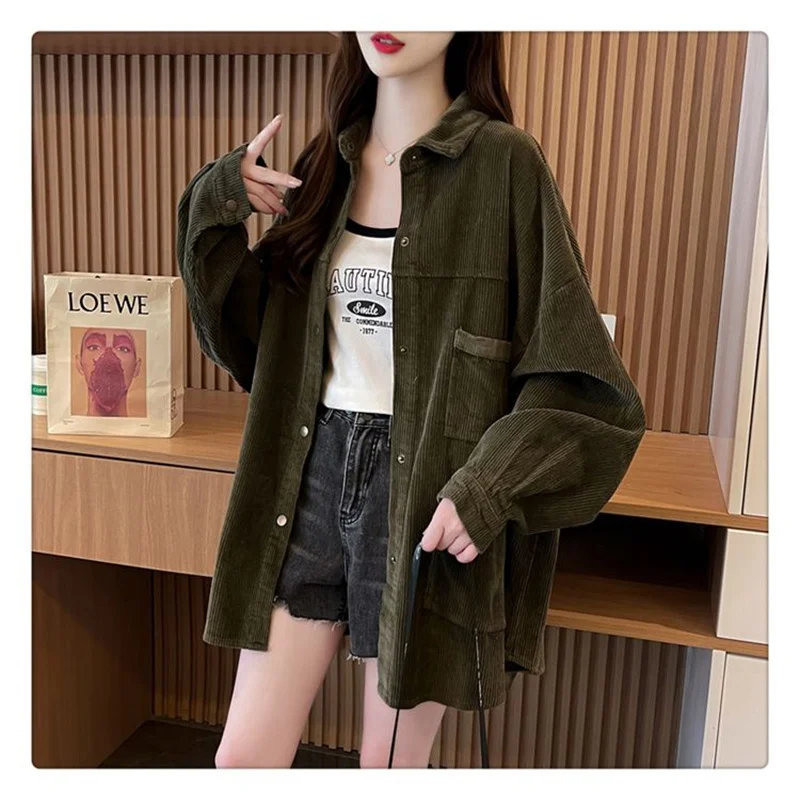 

Новая женская куртка-рубашка 2026: модный повседневный свободный пиджак в стиле POLO для весны и осени, элегантное пальто-ветровка для женщин