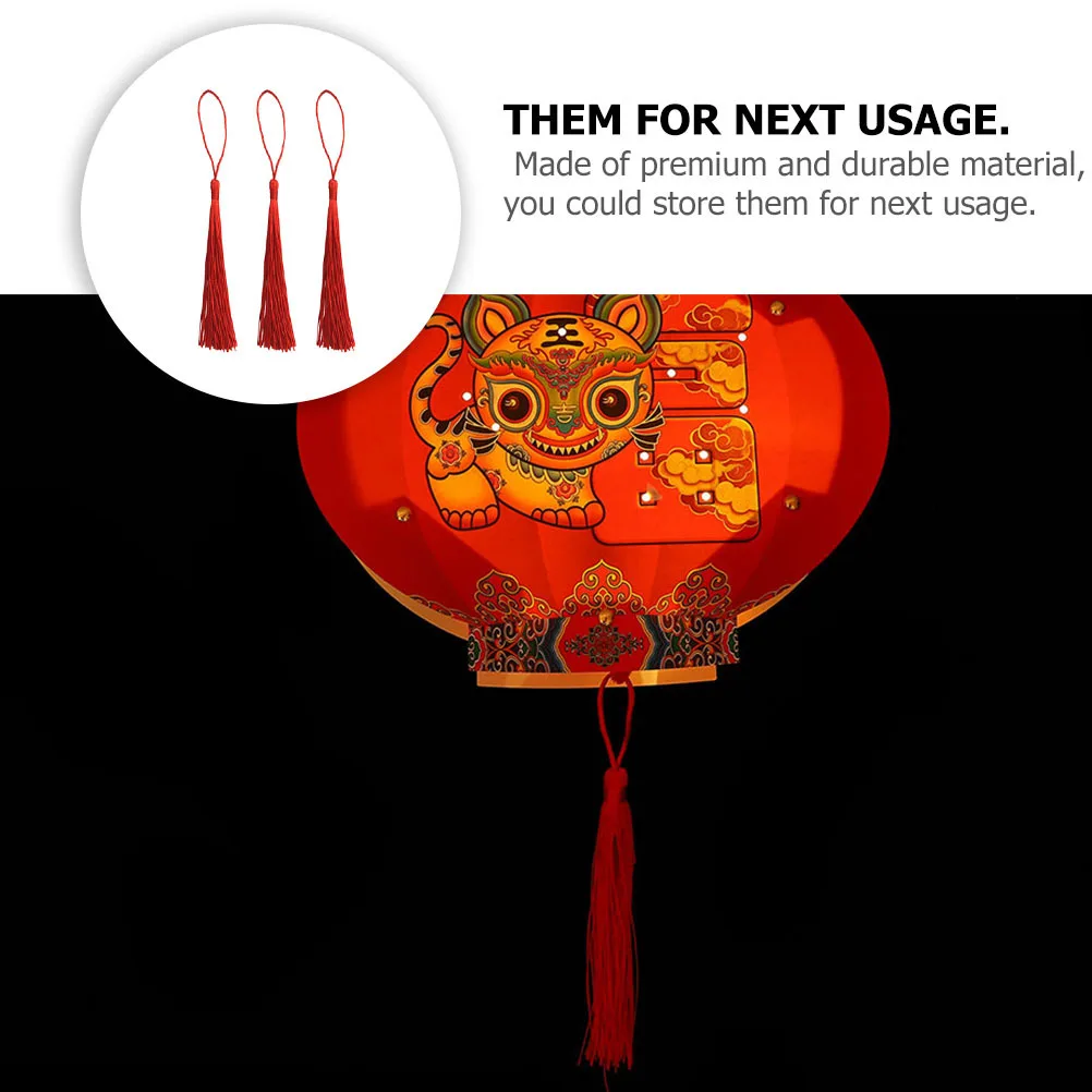 

20Pcs Chinese Lantern Decor Red Tassel Pendant Hanging Cotton Rope Festival Party Ornament Lantern Hanging Tassels