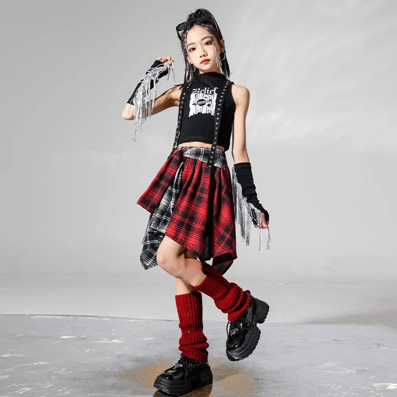 Ragazze Hip Hop Crop Canotte Gonna da ballo di strada Bambini Gonne a pieghe Adolescenti Jazz Costumi fantastici Bambino Camo Streetwear Set di vestiti