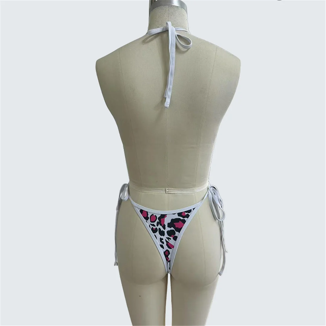 S - XXL Bedruckter Badeanzug mit tiefem V-Ausschnitt und Neckholder, einteiliger Badeanzug für Damen, Badebekleidung, Monokini mit hohem Beinausschnitt, Badeanzug, Badebekleidung, Modell V7462 – Detail 9