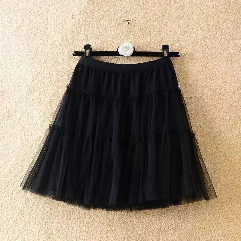 Saia de malha inchado feminino curto elegante tule bege branco preto rosa saia dança tutu saias a linha mujer faldas