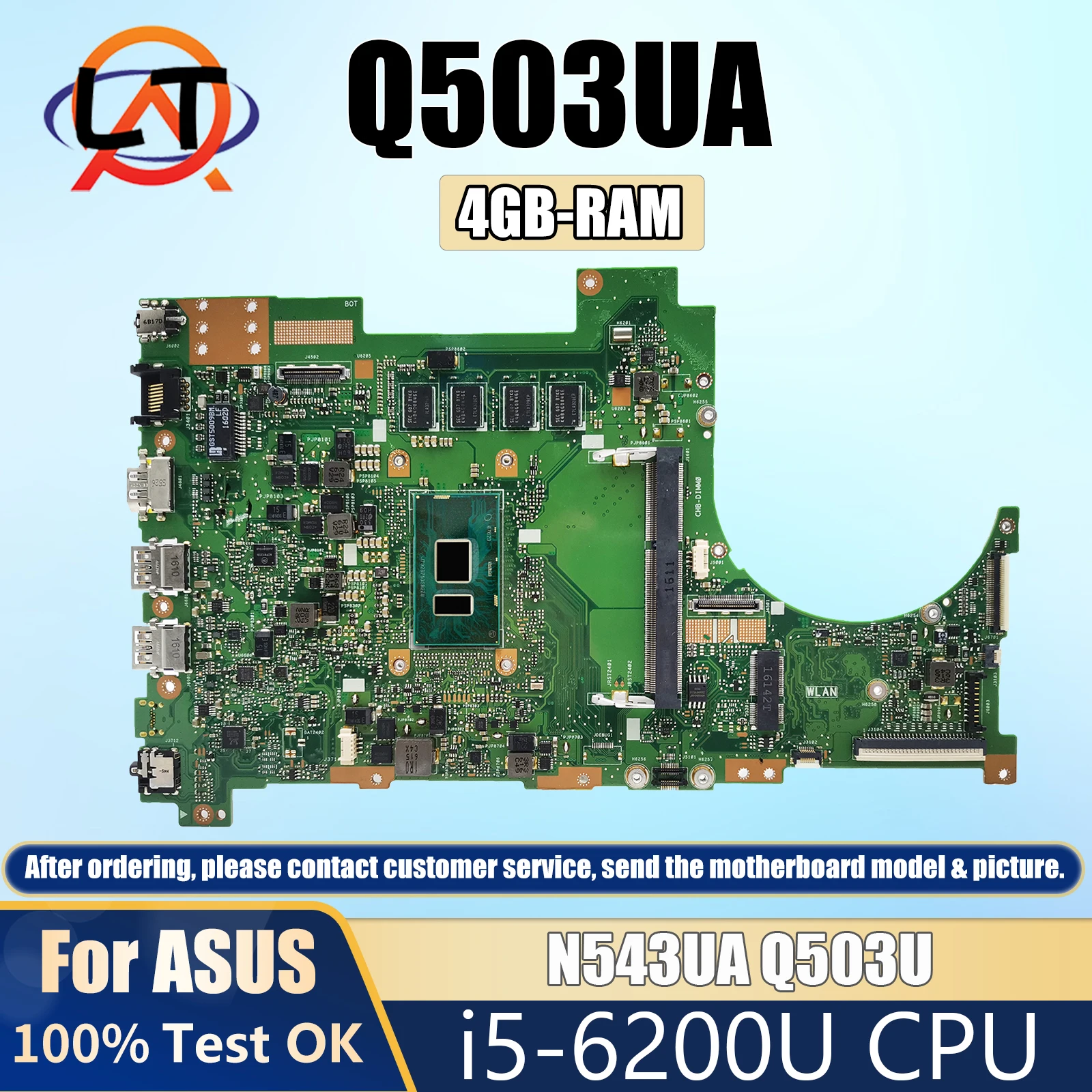 

Q503UA i5-6200U CPU 4GB RAM Mainboard For ASUS N543UA N543U N543 N543UA Q503U Laotop Mainboard Test OK