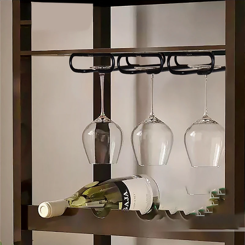 2PCS Simple Wine Glass Rack Inverted Tall Cup Holder Single Row Perforated Red Wine Cup Holder Kitchen Bar Wine Set-B