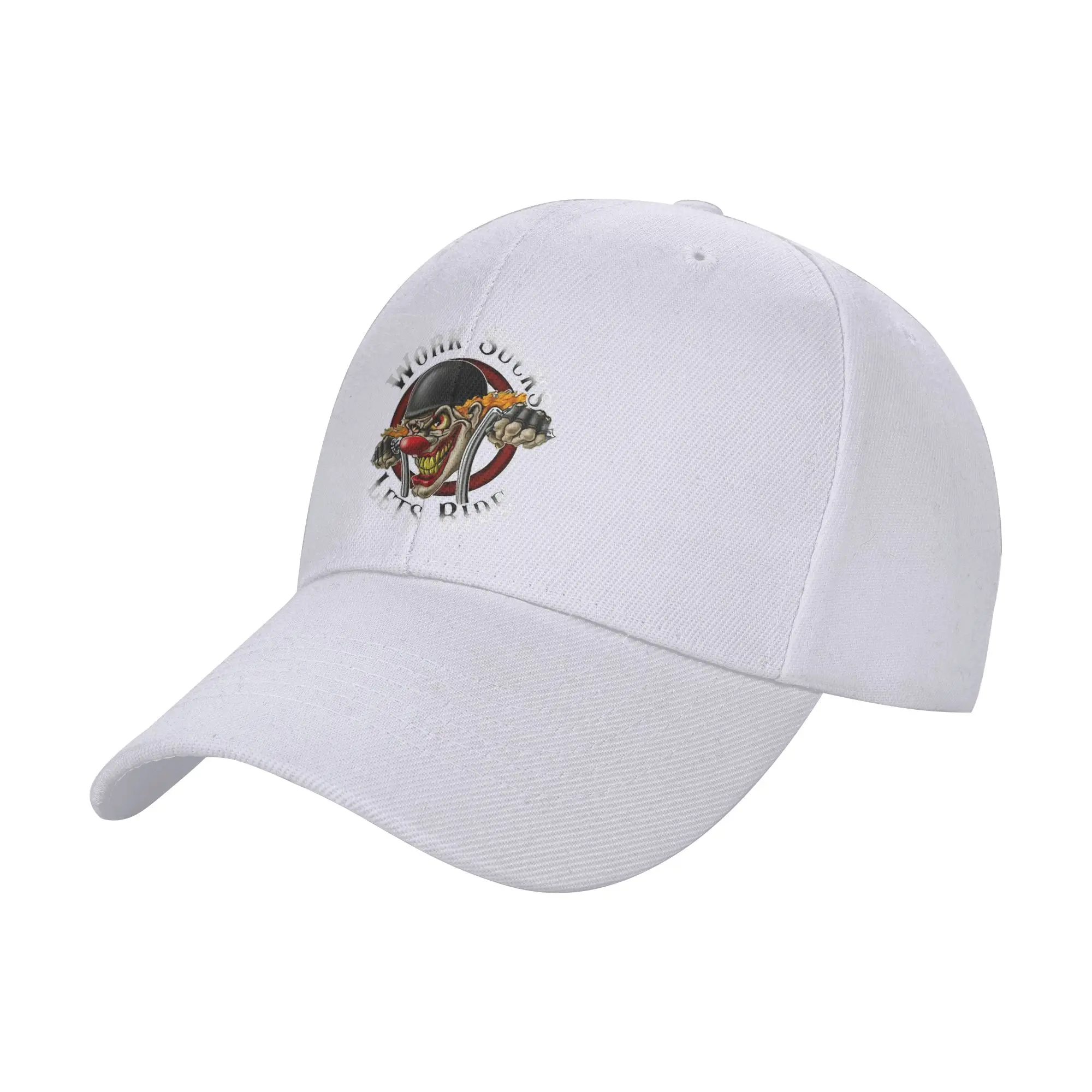 Biker Motorcycle Clown Work Sucks Lets Trendy Baseball Cap Lawn Mowing Opaque Headwear