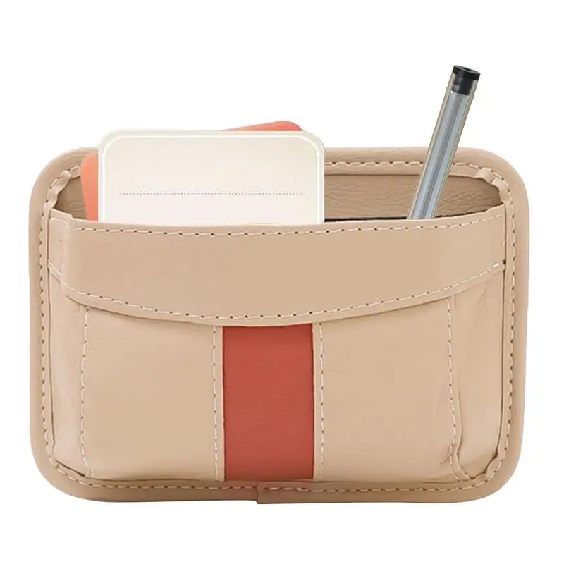 Storage Pockets For Car Adhesive PU Leather Storage Pocket Pouch Multifunctional Storage Bag Car Interior Accessories