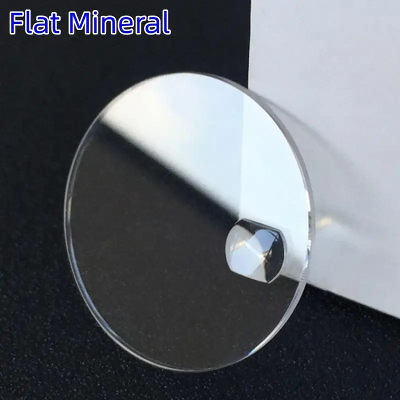 1.2mm Thick Date Window Replacement Watch Glass Round Flat Mineral Timepiece Crystal with Bubble Magnifier 28mm-32mm Diameter