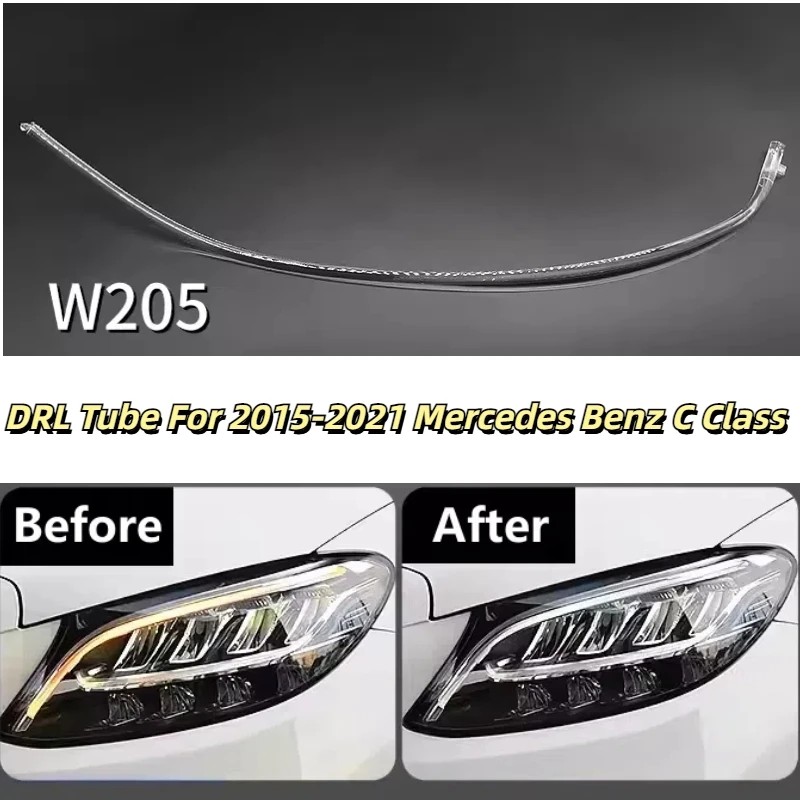 

DRL Light Guide Plate Tube Daytime Running Light Bar For 2019-2021 Mercedes Benz C Class Headlight Angel Eyes Car Accessories