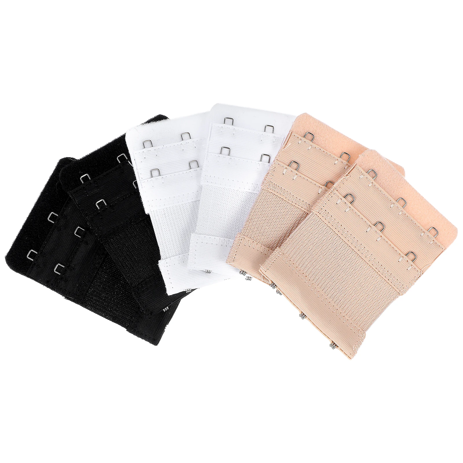 

3pcs Women's Elastic Bra Lingerie Extenders 3-Hooks 2 Rows Extension Straps in Different Colors (Black & White & Nude)