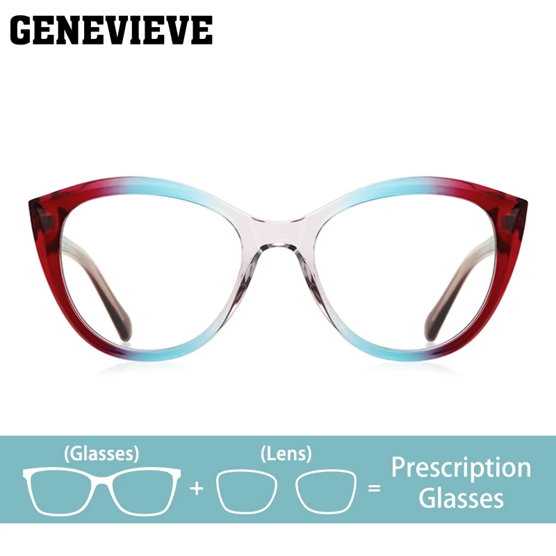 

GENEVIEVE Simple Clear Fashion Round Progressive Multifocal Photochromic Customizable Prescription Glasses Women Blue Light 2145